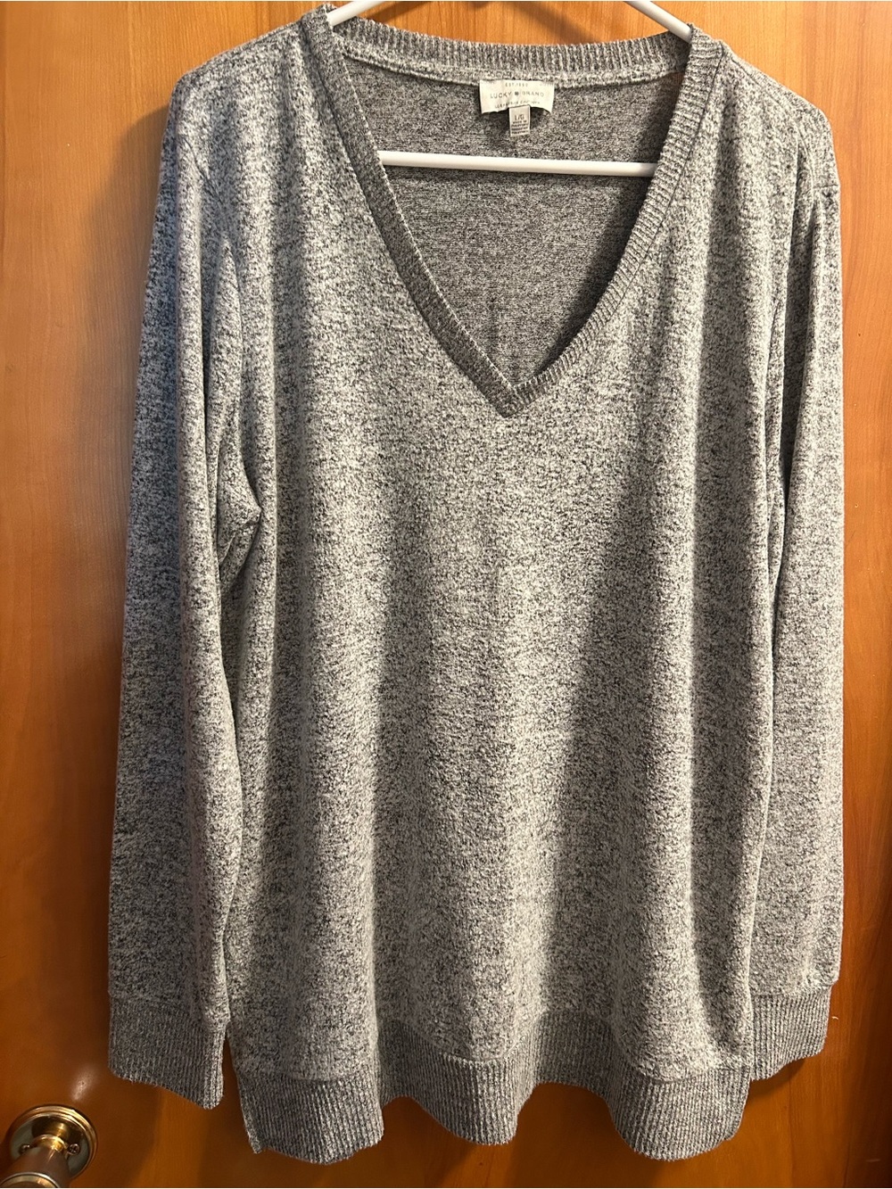 Lucky Brand Heather Gray V-Neck Women's Sweater